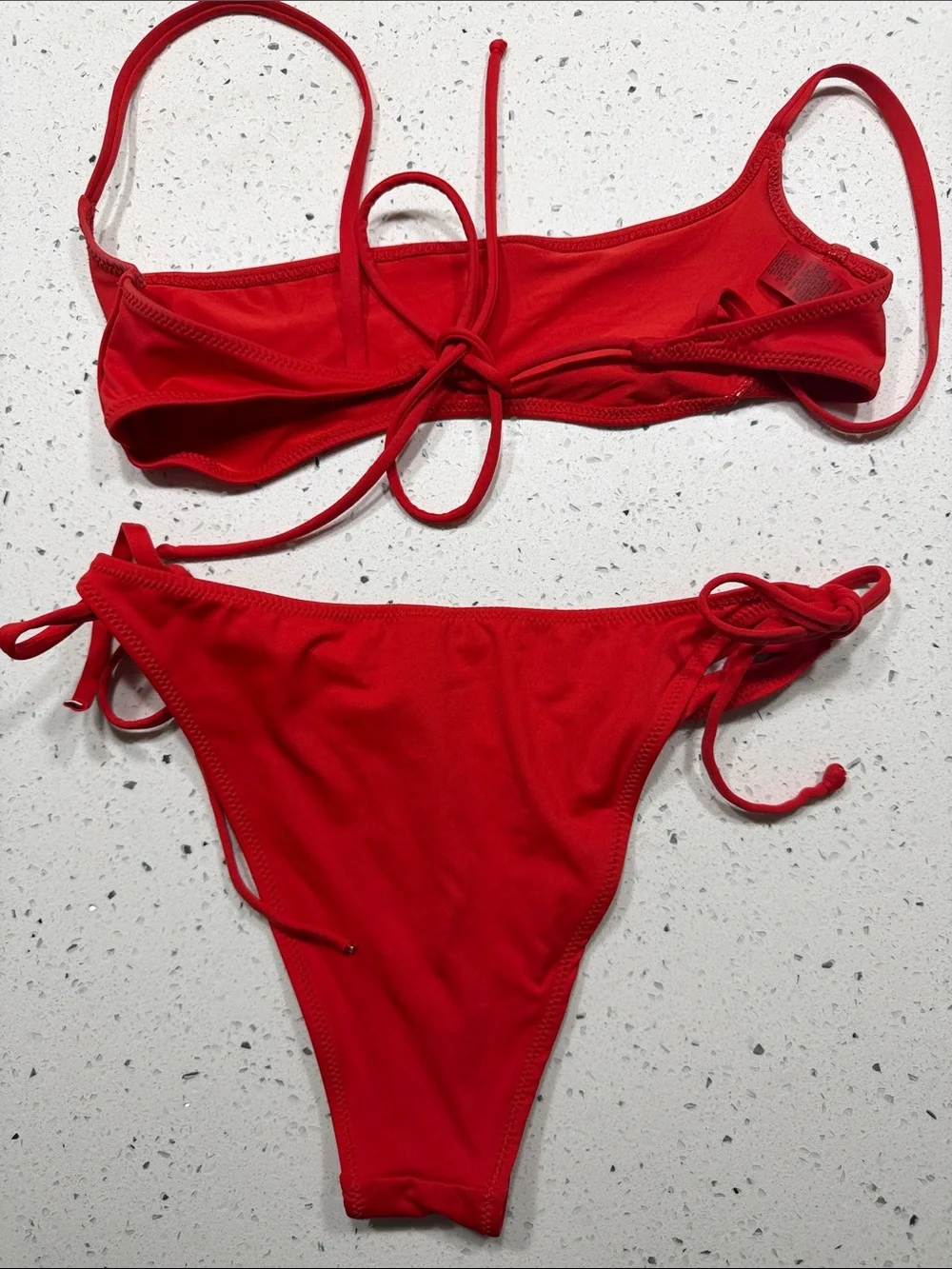 SKIMS Red Bikini Top & Tie-Side Bottom Set